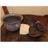 Image 1 : Antique Enamel Pot & 2 Antique child shoes