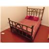 Image 2 : Antique Brass Bed Frame with Mattress, blankets/quilt, pillows - (Frame: 79"L x 54"W x 14.5"H)