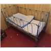 Antique metal crib with mattress & blanket - (Frame: 28.5