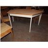 Image 3 : 2 tables (wooden top, metal bottom, size: 58.25"L x 25.5"W x 23.5"H) and 5 wooden chairs