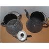 Image 2 : 2 enamel watering cans & metal kettle