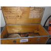 Image 2 : Vintage wooden tool box with metal trim (32"W x 14.5"D x 10.5"H)