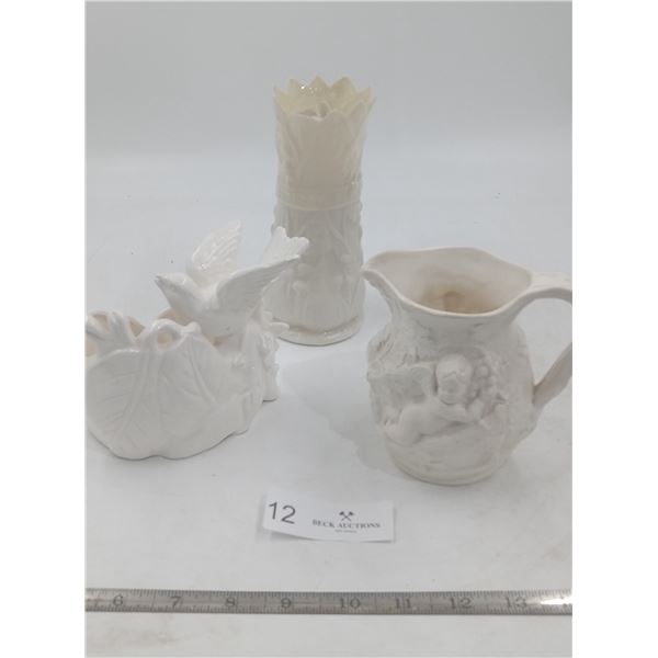 Decorative Creamer, Sugar Bowls, and Flower Stand