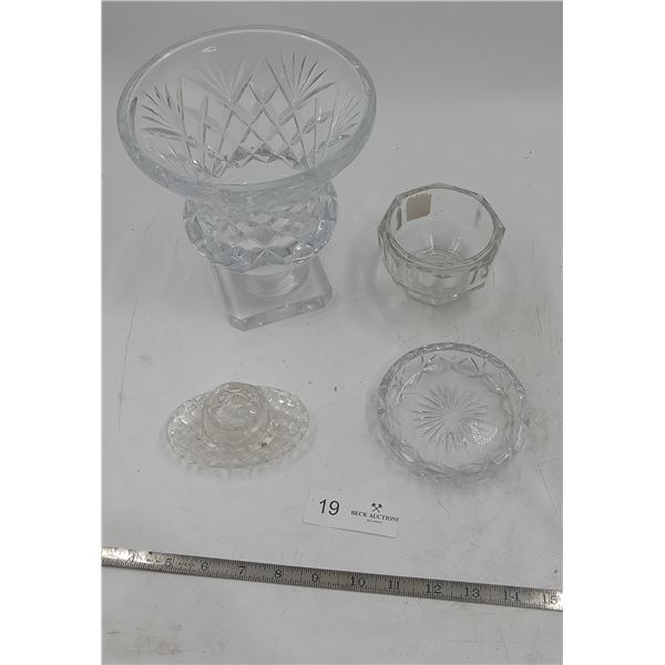 Blue Mandala Glass Serving Dish & Etched Glass Serving Dish