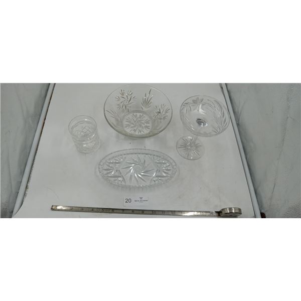 Vintage Lead Crystal Block Diamond Pedastal, Serving Dish, Candy Dish, Cystal Candle Holder