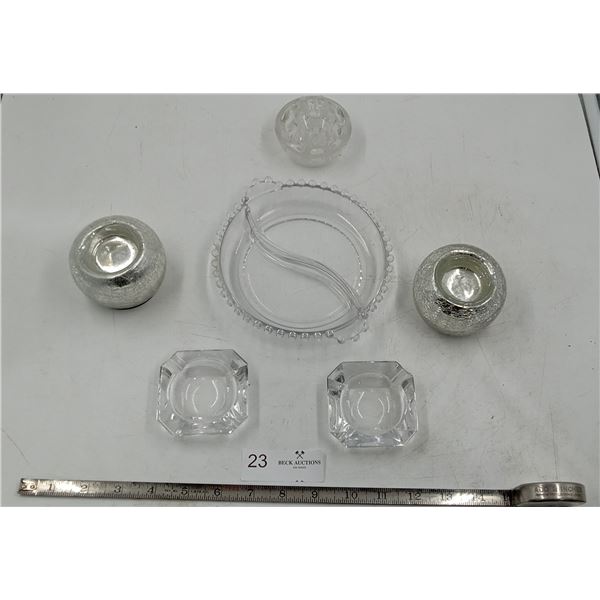 Decorative Crystal Balls, Dishes, and Mini Glasss Squares