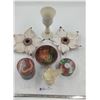 Image 1 : Decorative Ceramic Flowers, Wine Goblet, Bowl, Candle and Jars