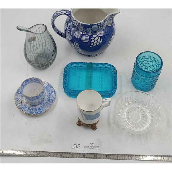 Decorative China, Teacups, Teapot, Vase, and Glassware