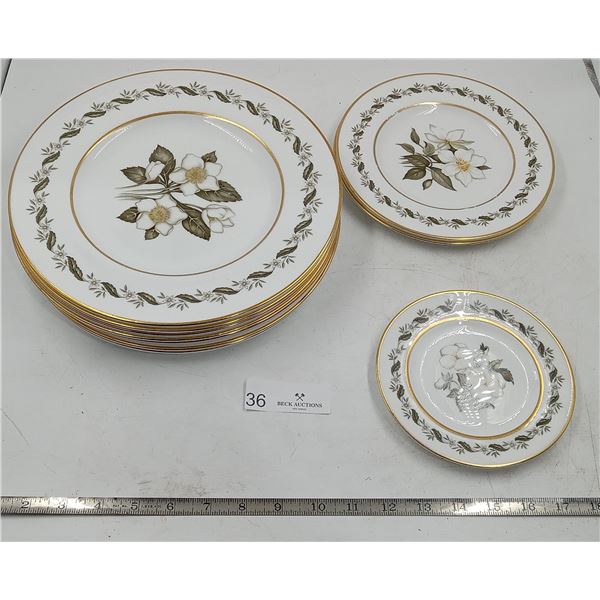 Royal Worchester China (Bernina) Plates, Saucers, Cheese Plate