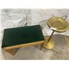 Image 1 : Vintage Brass Ash Tray and Green Velvet Foot Stool