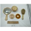 Image 1 : Antique Mirror, Powder Box, and Vanity Brush/Comb