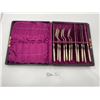 Image 1 : Distinctive Antique Silverware with Prominent Etched Flowered Pattern & Pearl Handles