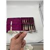 Image 2 : Distinctive Antique Silverware with Prominent Etched Flowered Pattern & Pearl Handles