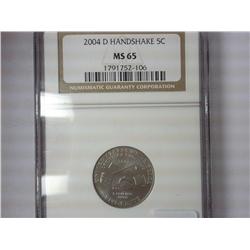 2004-D Handshake Jefferson Nickel NGC MS65