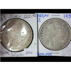 1921 And 1921-D Morgan Silver Dollars