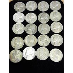 20 Assorted Jefferson War Nickels (35% Silver)