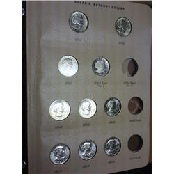 Dansco Album With 10 SBA UNC Dollars (As Shown)