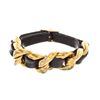 Image 1 : Chanel Black Gold Plated Leather Chain Bracelet