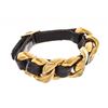 Image 2 : Chanel Black Gold Plated Leather Chain Bracelet