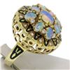 Image 6 : Vintage 14k Yellow Gold Oval Opal Diamond & Black Enamel Ladies Cocktail Ring