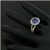 Image 6 : 18k Gold 3.30 ctw Brilliant Tanzanite Solitaire w/ Diamond Halo Split Shank Ring