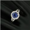 Image 7 : 18k Gold 3.30 ctw Brilliant Tanzanite Solitaire w/ Diamond Halo Split Shank Ring