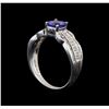 Image 4 : 14KT White Gold 0.85 ctw Tanzanite and Diamond Ring