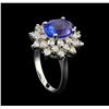 Image 4 : 3.50 ctw Tanzanite and Diamond Ring - 14KT White Gold