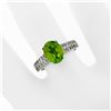 Image 3 : 14K White Gold 2.47 ctw Oval Peridot & Dual Row Pave Diamond Solitaire Ring