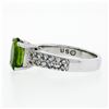 Image 6 : 14K White Gold 2.47 ctw Oval Peridot & Dual Row Pave Diamond Solitaire Ring