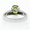 Image 7 : 14K White Gold 2.47 ctw Oval Peridot & Dual Row Pave Diamond Solitaire Ring