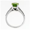 Image 8 : 14K White Gold 2.47 ctw Oval Peridot & Dual Row Pave Diamond Solitaire Ring