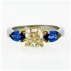 Image 6 : Platinum 18k Gold 2.61 ctw GIA Fancy Yellow Radiant Diamond Marquise Sapphire Ri