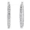 Image 1 : Solid 18K White Gold Large 1.48 ctw In and Out Round Diamond Oval Hoop Earrings