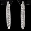 Image 3 : Solid 18K White Gold Large 1.48 ctw In and Out Round Diamond Oval Hoop Earrings