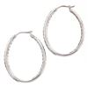Image 5 : Solid 18K White Gold Large 1.48 ctw In and Out Round Diamond Oval Hoop Earrings