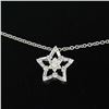 Image 1 : NEW 14K White Gold 16" 0.64 ctw Round Baguette Diamond Open Star Pendant Necklac
