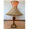 Image 1 : Vintage Brass-Base Lamp w/ Unique Lampshade