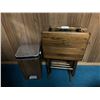 Image 1 : 2 x Vintage Wooden TV Trays and Wood-Paneled Garbage Can