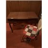 Image 1 : Vintage Wooden Vanity Table w/ Center Mirror and Chair