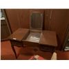 Image 3 : Vintage Wooden Vanity Table w/ Center Mirror and Chair