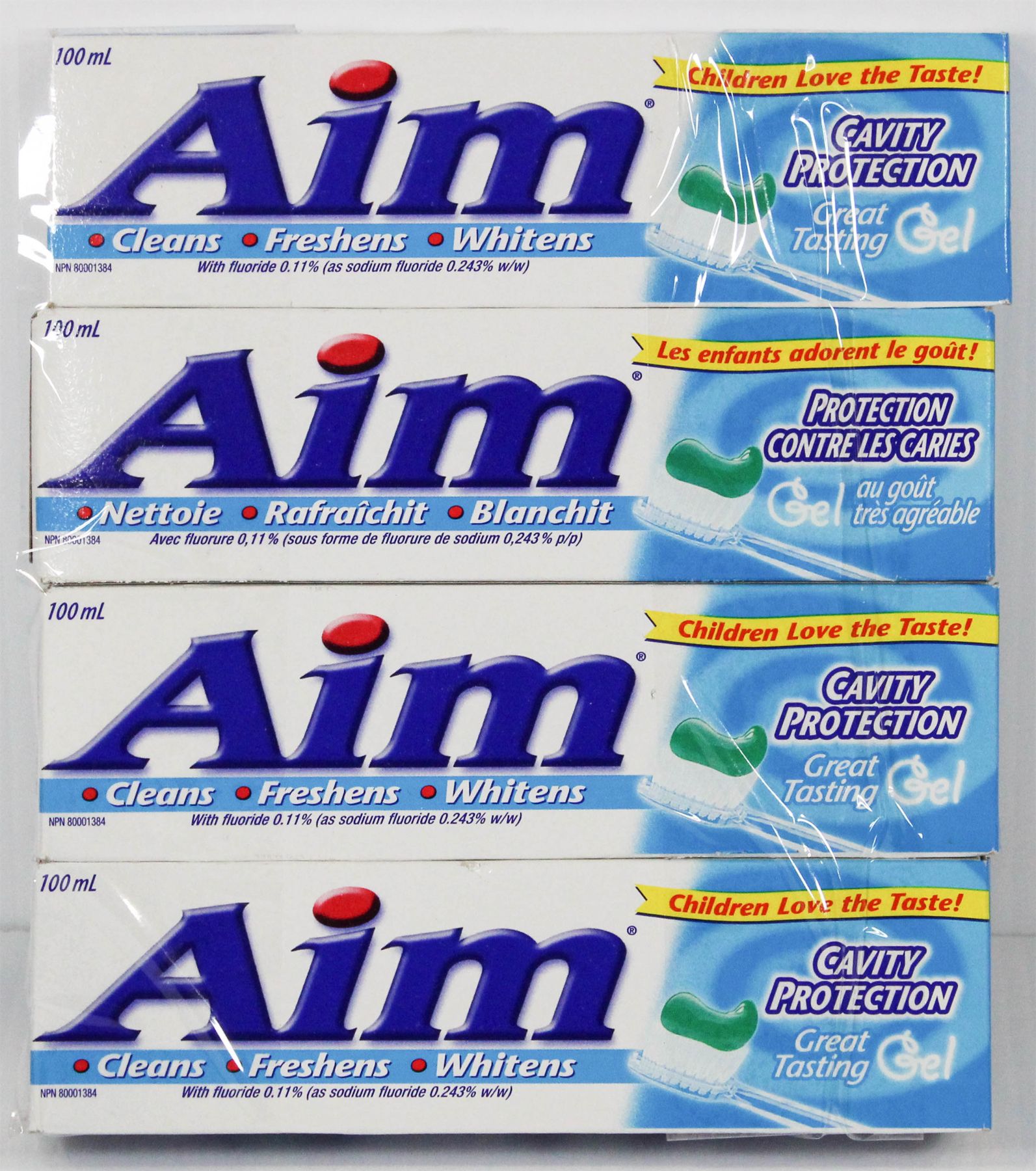 4 TUBES AIM CAVITY PROTECTION GEL TOOTHPASTE, 100ml EA