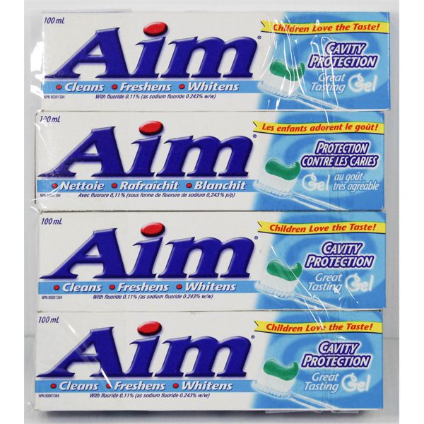 4 TUBES AIM CAVITY PROTECTION GEL TOOTHPASTE, 100ml EA