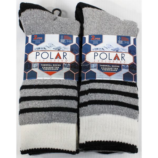 4 PAIRS MENS POLAR EXPLORERS THERMAL SOCKS, SIZE 7-12