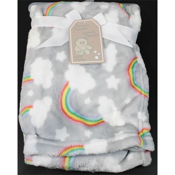 PRECIOUS MOMENTS FLEECE RAINBOW BABY BLANKET 