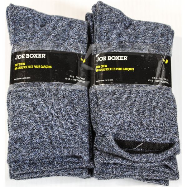 6 PR JOE BOXER BOY'S CREW SOCKS - SIZE 8 - 9.5