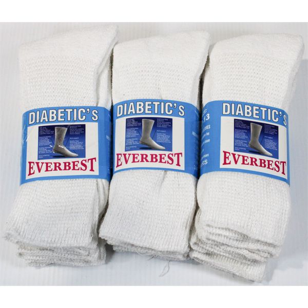 9 PR WHITE EVER BEST DIABETICS COMPRESSION SOCKS