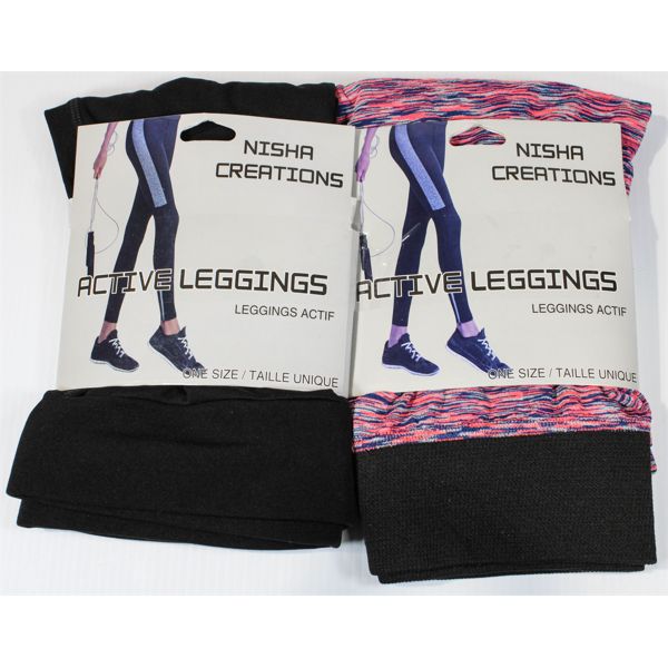 2 NISHA CREATIONS ACTIVE LEGGINGS - ONE SIZE