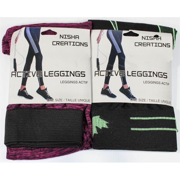 2 NISHA CREATIONS ACTIVE LEGGINGS - ONE SIZE