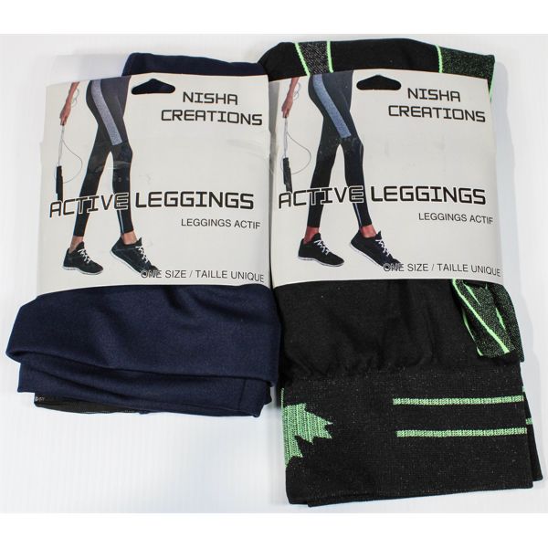 2 NISHA CREATIONS ACTIVE LEGGINGS - ONE SIZE